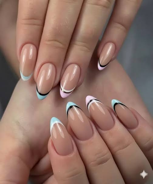 Glossy Nude Base Double French Tips — French Tip Nails