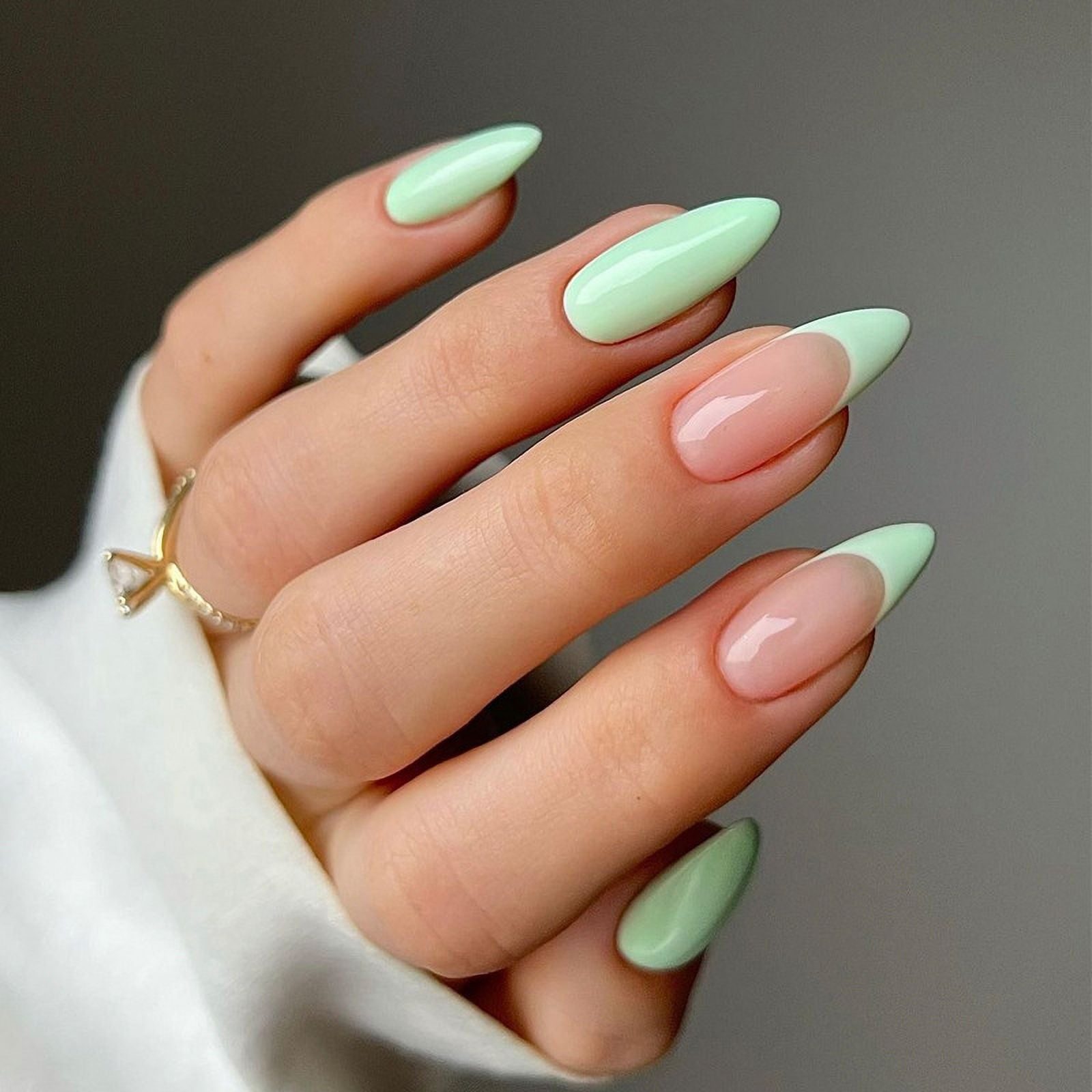 Glossy Visual Idea — Green Nails