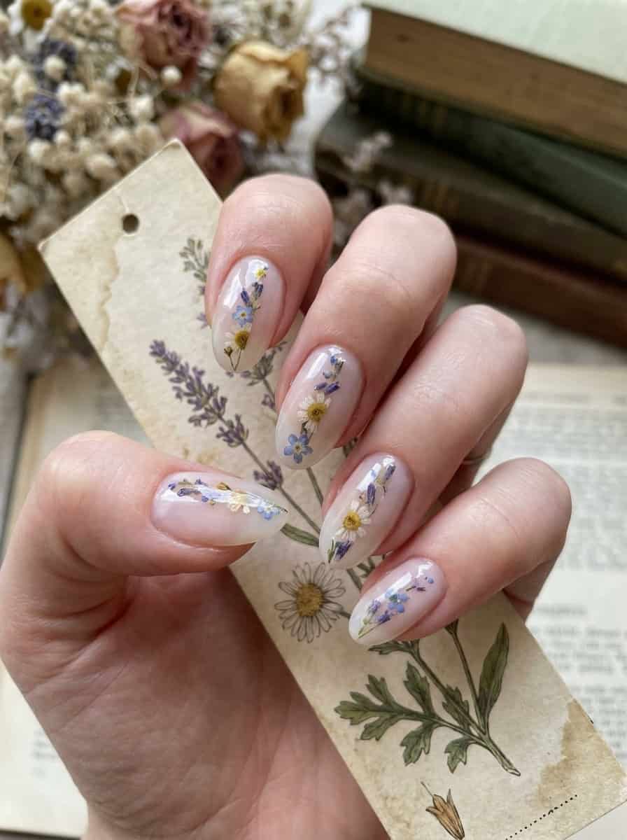 Pressed Dried Flowers And Leaves Visual Idea — Aesthetic Nails