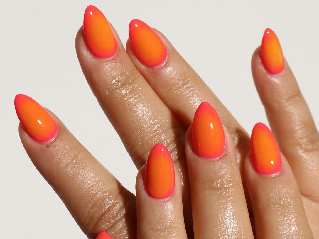 Neon Orange To Pink Gradient Visual Idea — Orange Nails