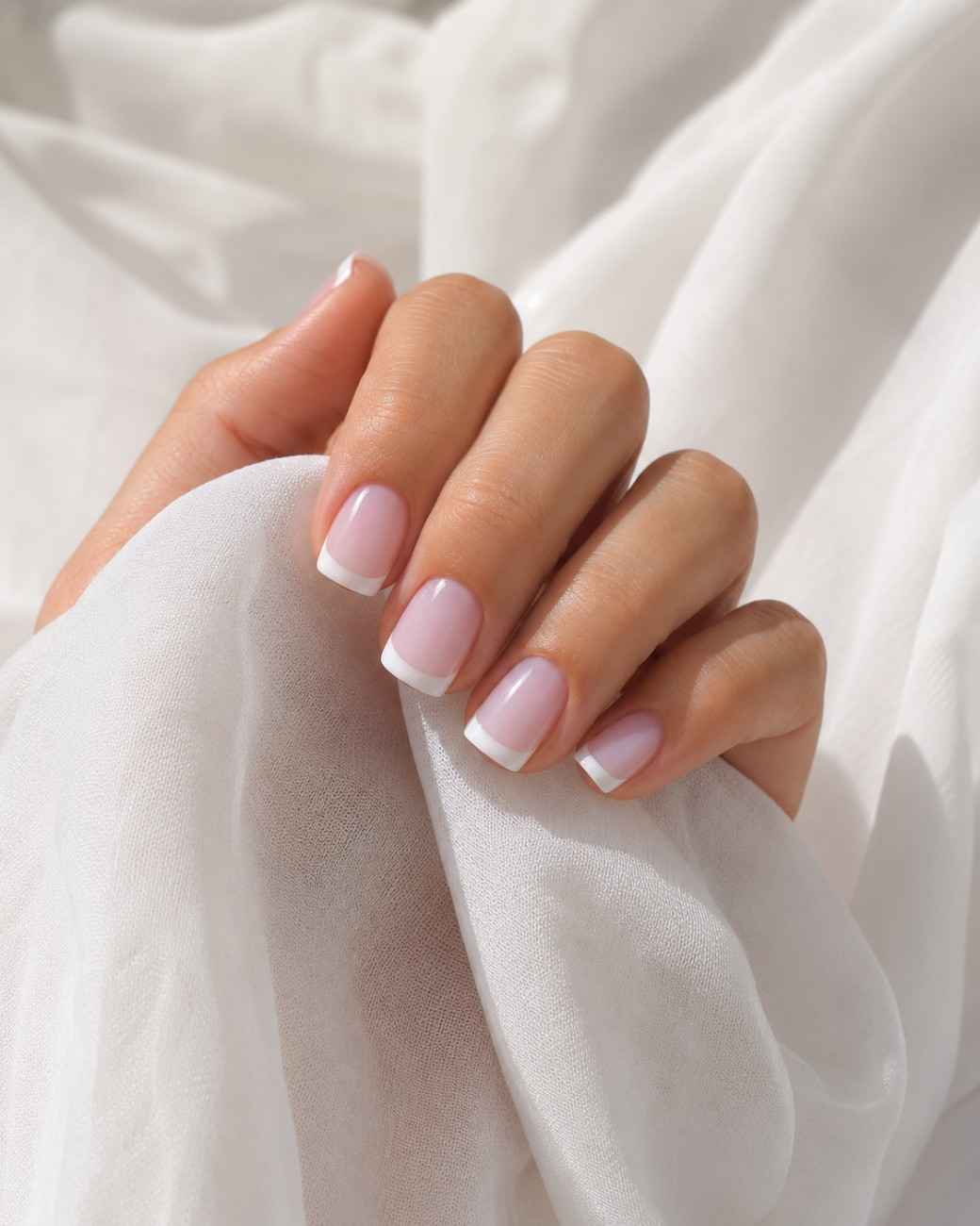 Short Square Timeless French Tip — White French Tip Nails