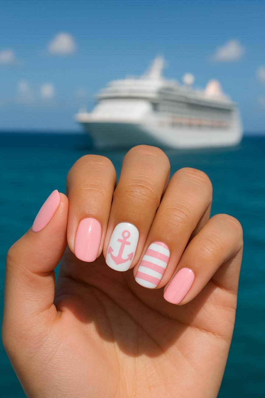 Soft Pink with White Accents Soft Pink with White Accents — Cruise Nails