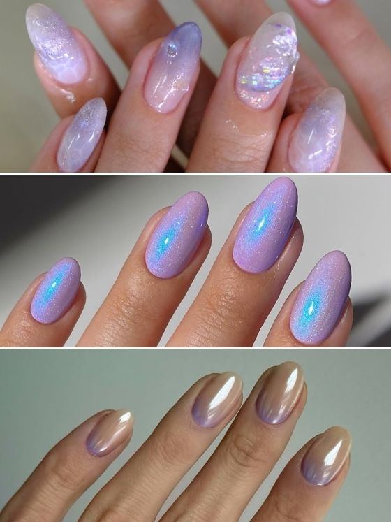 Medium Oval Lilac to White Gradient Glitter Medium Oval Lilac to White Gradient Glitter — Lavender Nails