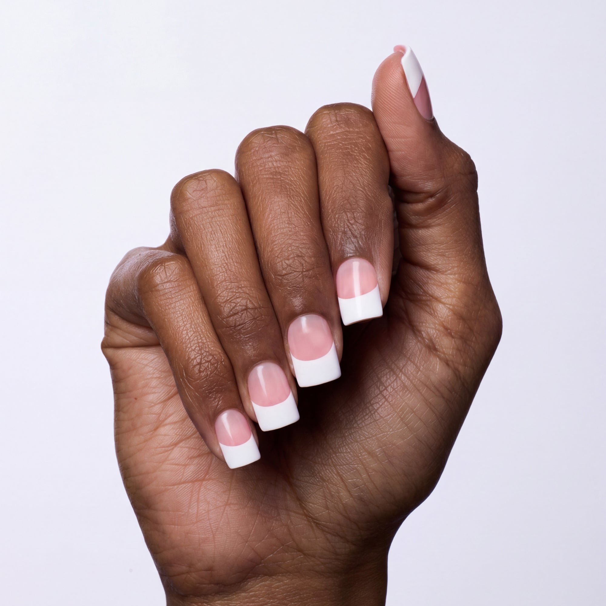 Bold White French Tips — Short Square Nails
