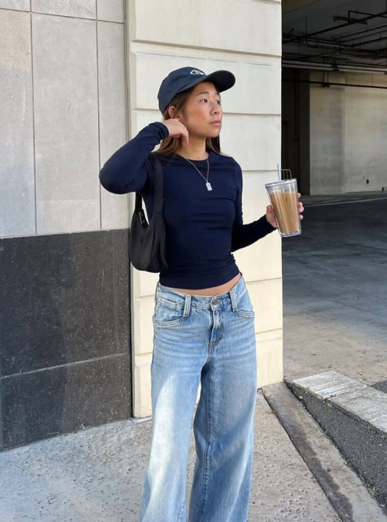 Ribbed Knit Top and Wide-Leg Jeans for a Relaxed Silhouette Ribbed Knit Top and Wide-Leg Jeans for a Relaxed Silhouette — College Outfits
