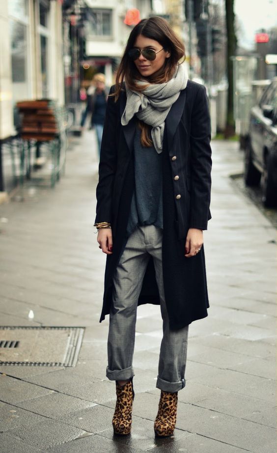 Chic Monochrome with Leopard Accents Chic Monochrome with Leopard Accents — Tomboy Outfits