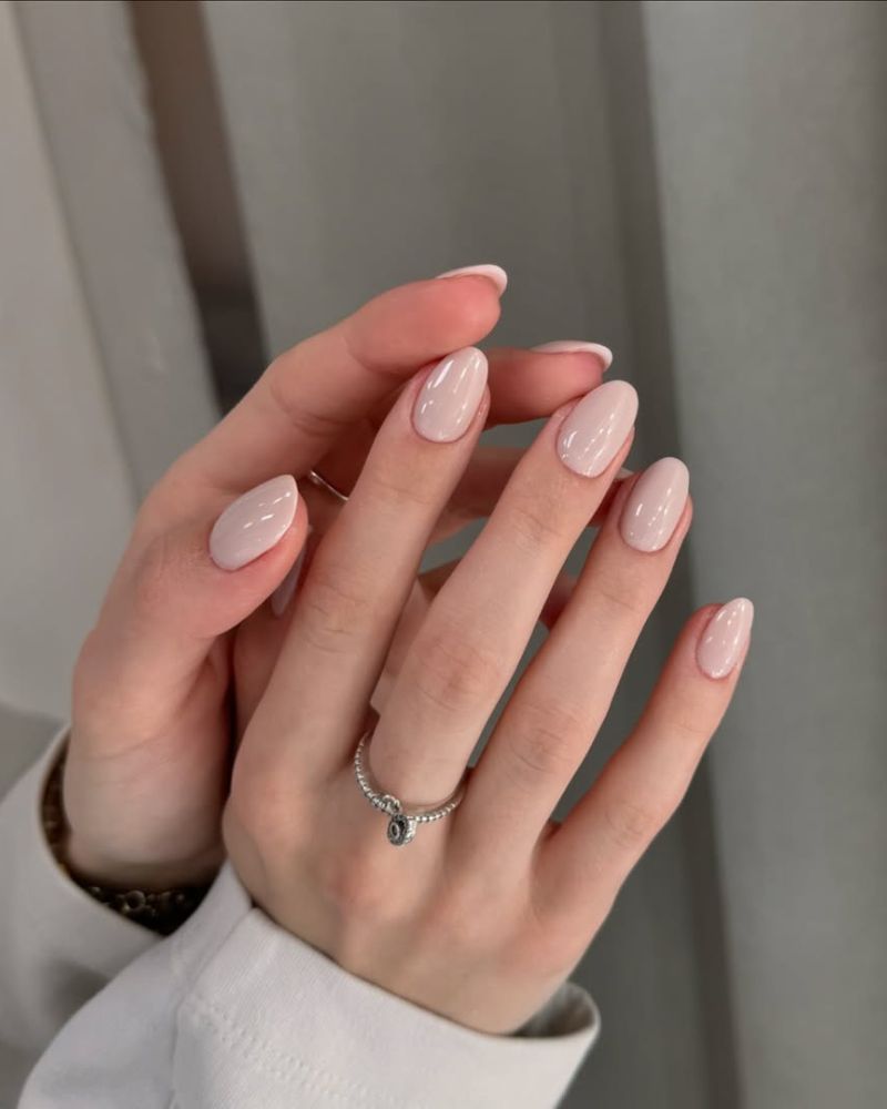 Milky Pale Pink Medium Almond Milky Pale Pink Medium Almond — Clean Girl Nails