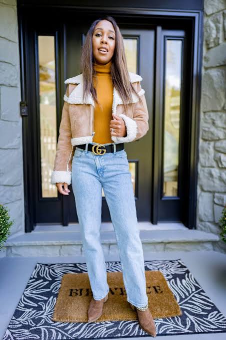 Textured Jacket and Turtleneck Combo — Mom Outfits