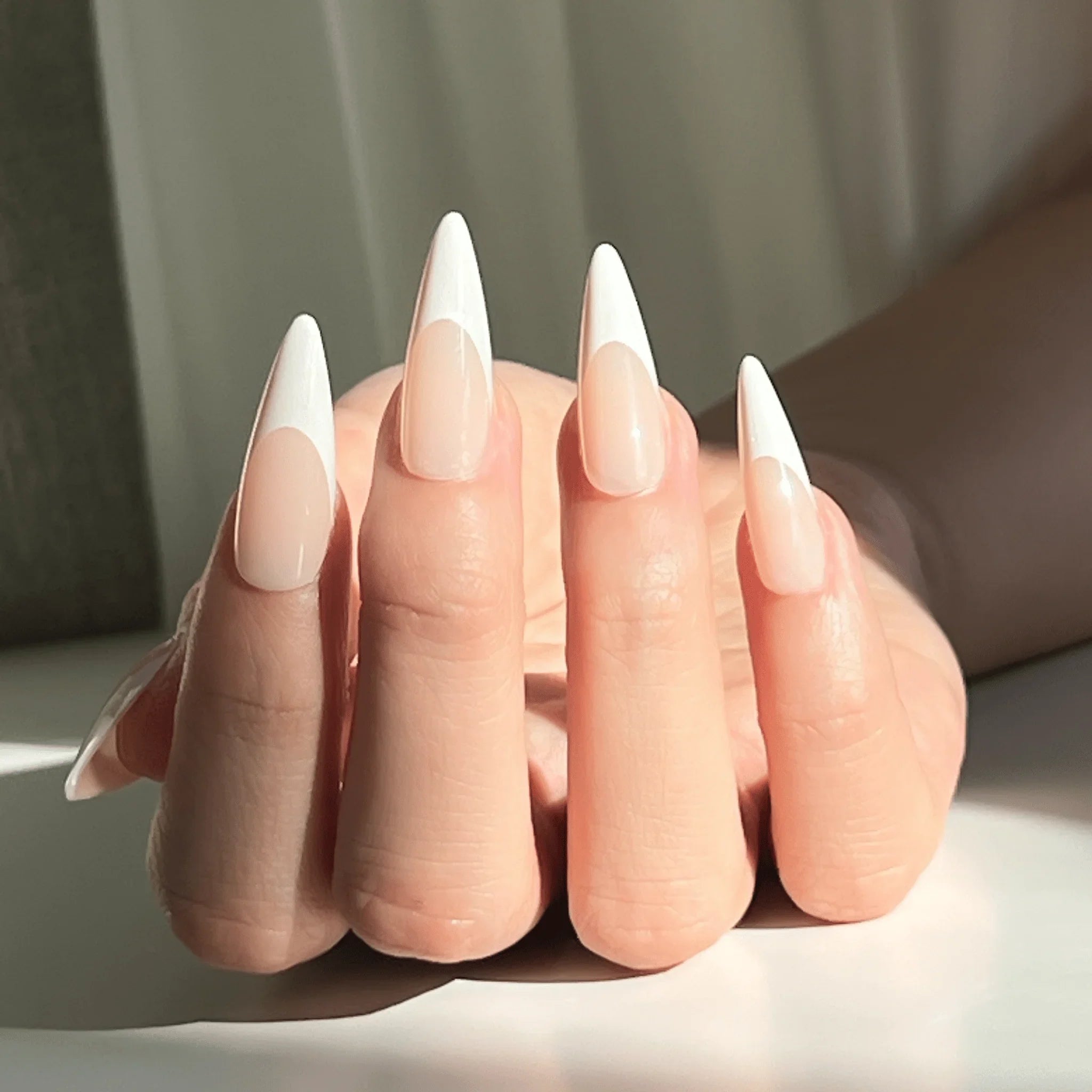 White French Tips Visual Idea — Stiletto Nails