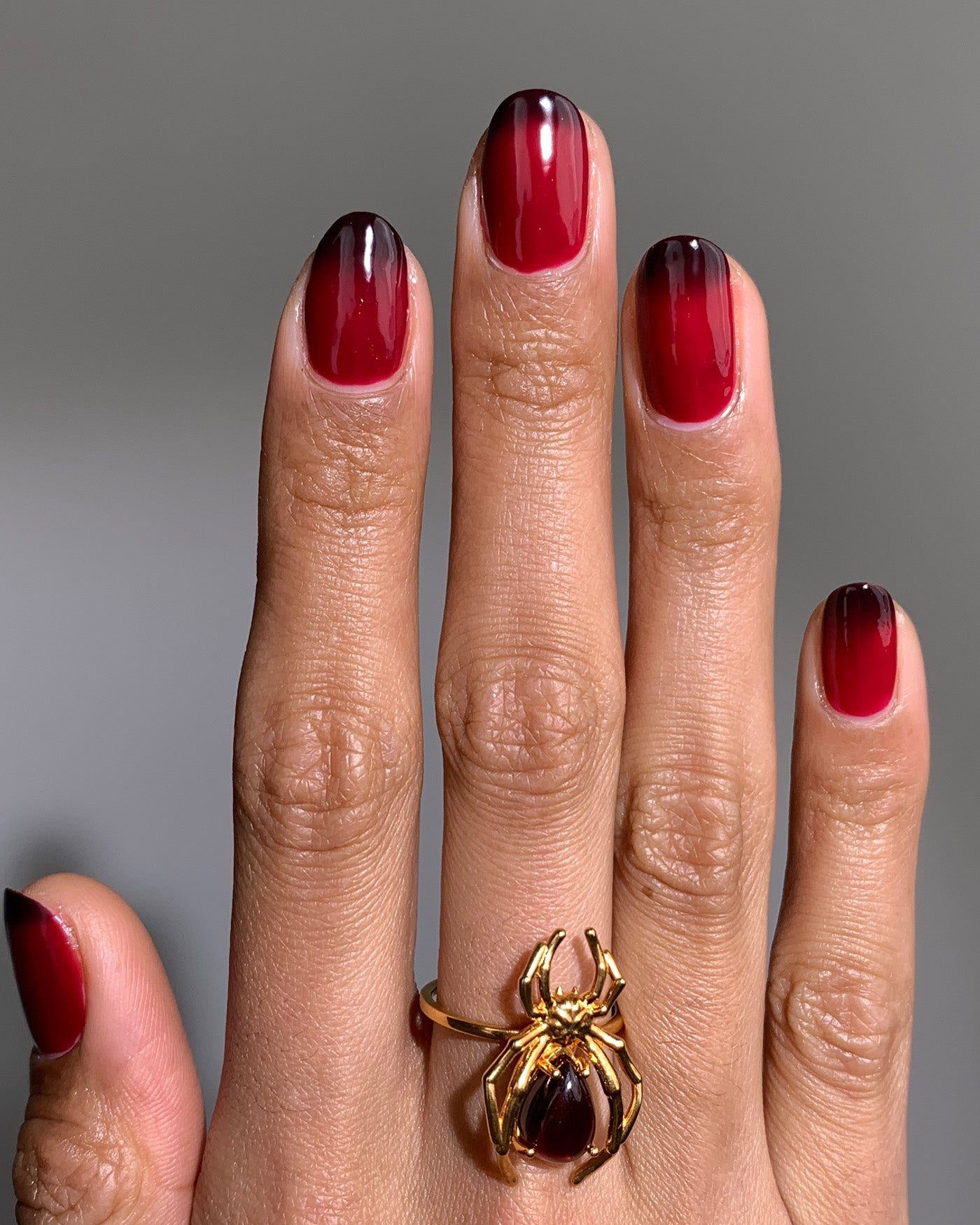 Deep Red to Black Gradient Nails — Red Nails