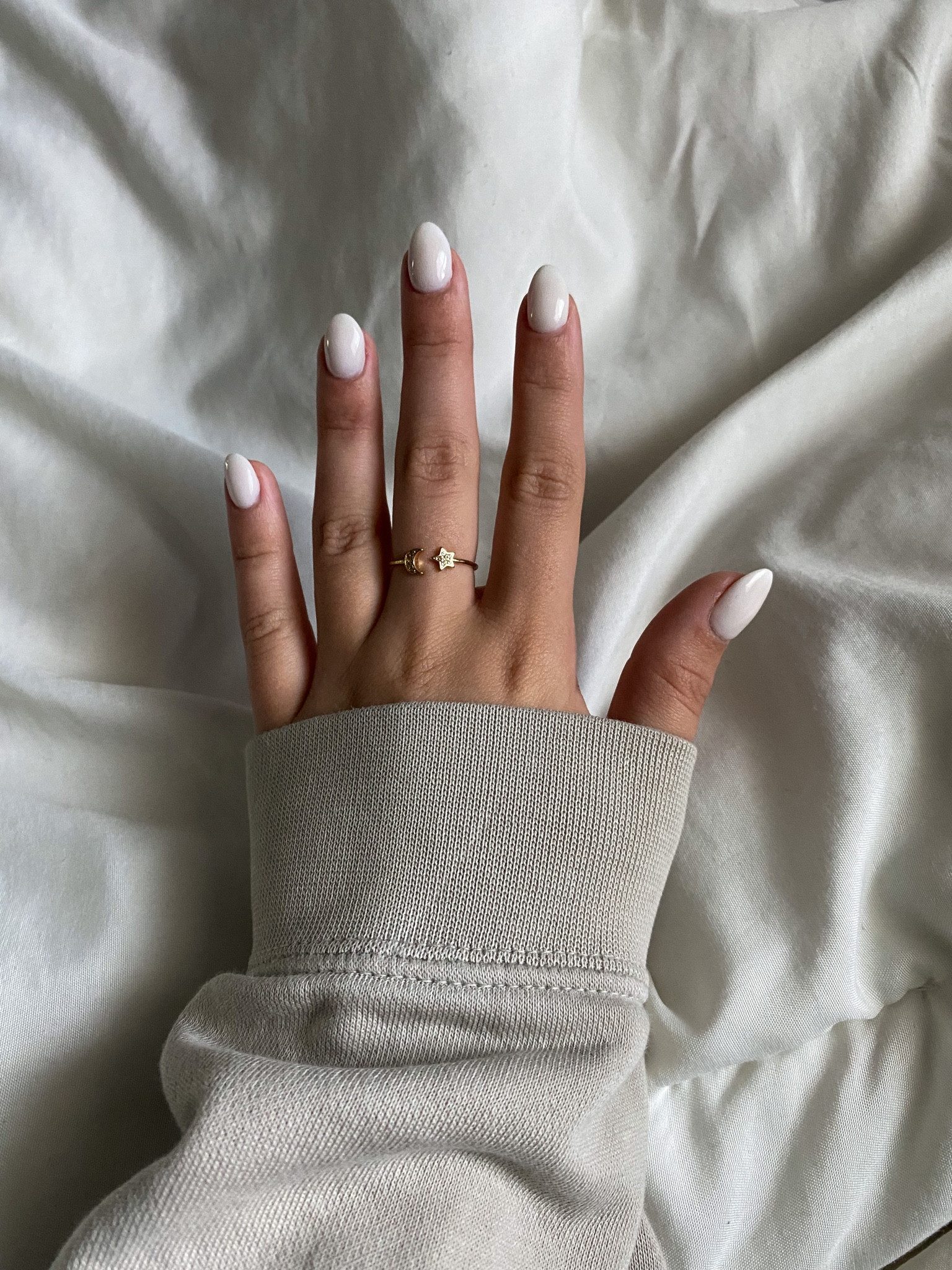 Short Rounded Square Creamy White Nails — Funny Bunny Nails