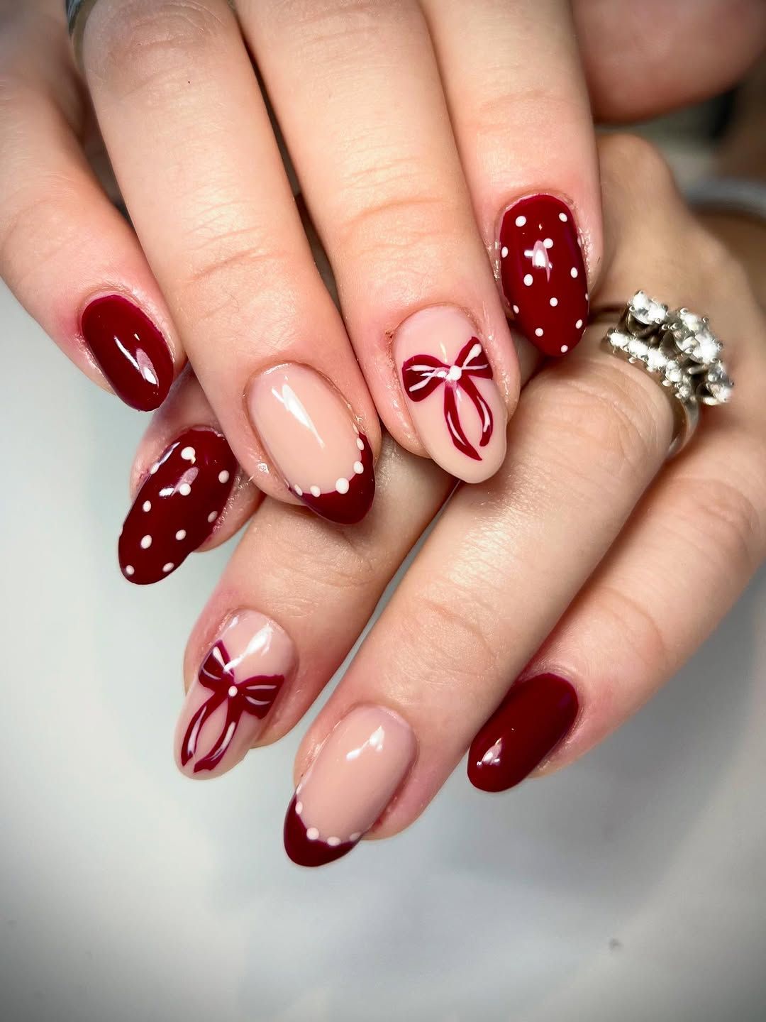 Festive Visual Idea — Red French Tip Nails