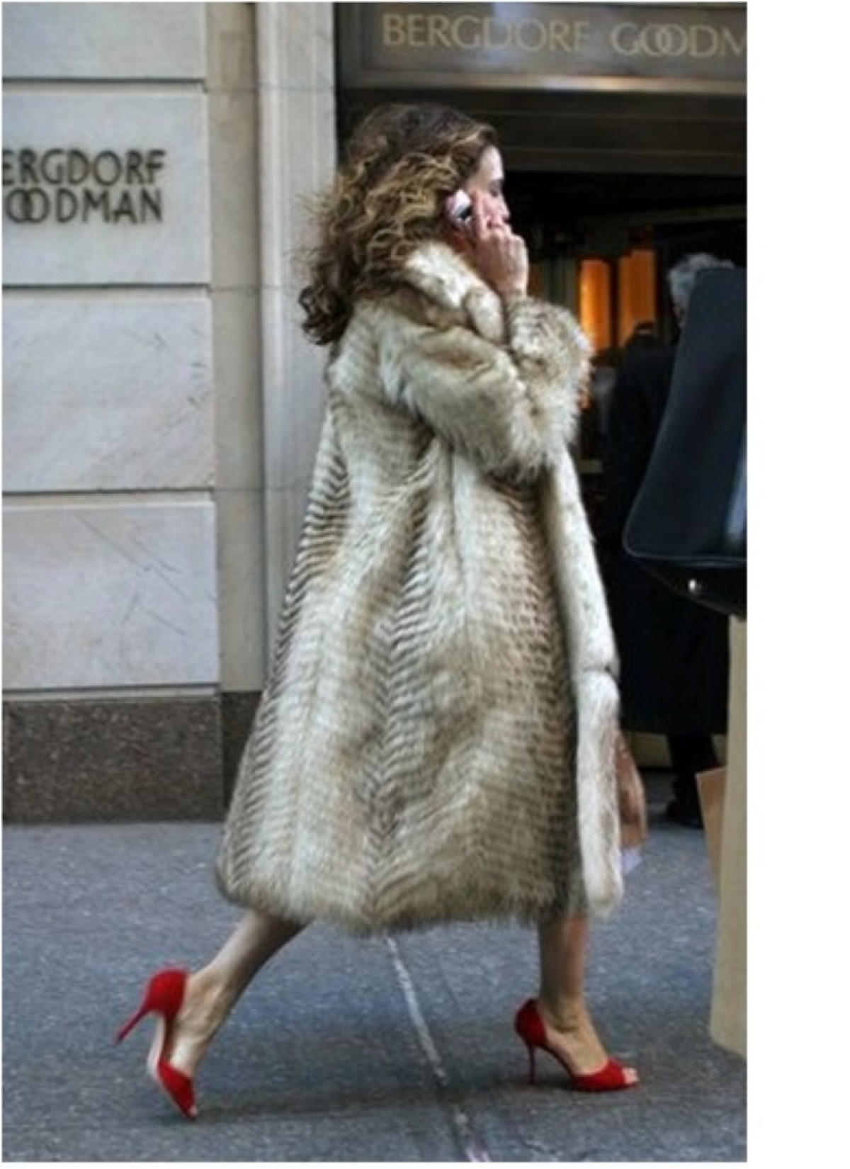 Textured Fur Coat with Red Heels Textured Fur Coat with Red Heels — Mob Wife Outfits
