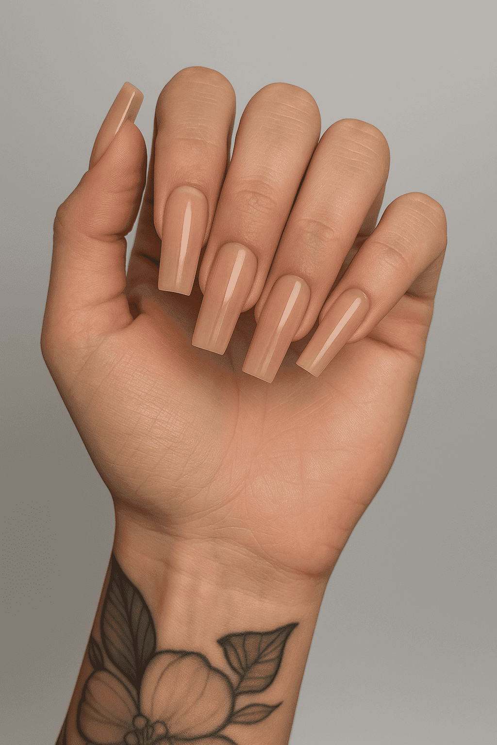 Sheer Nude Glossy Square Polygel — Polygel Nails