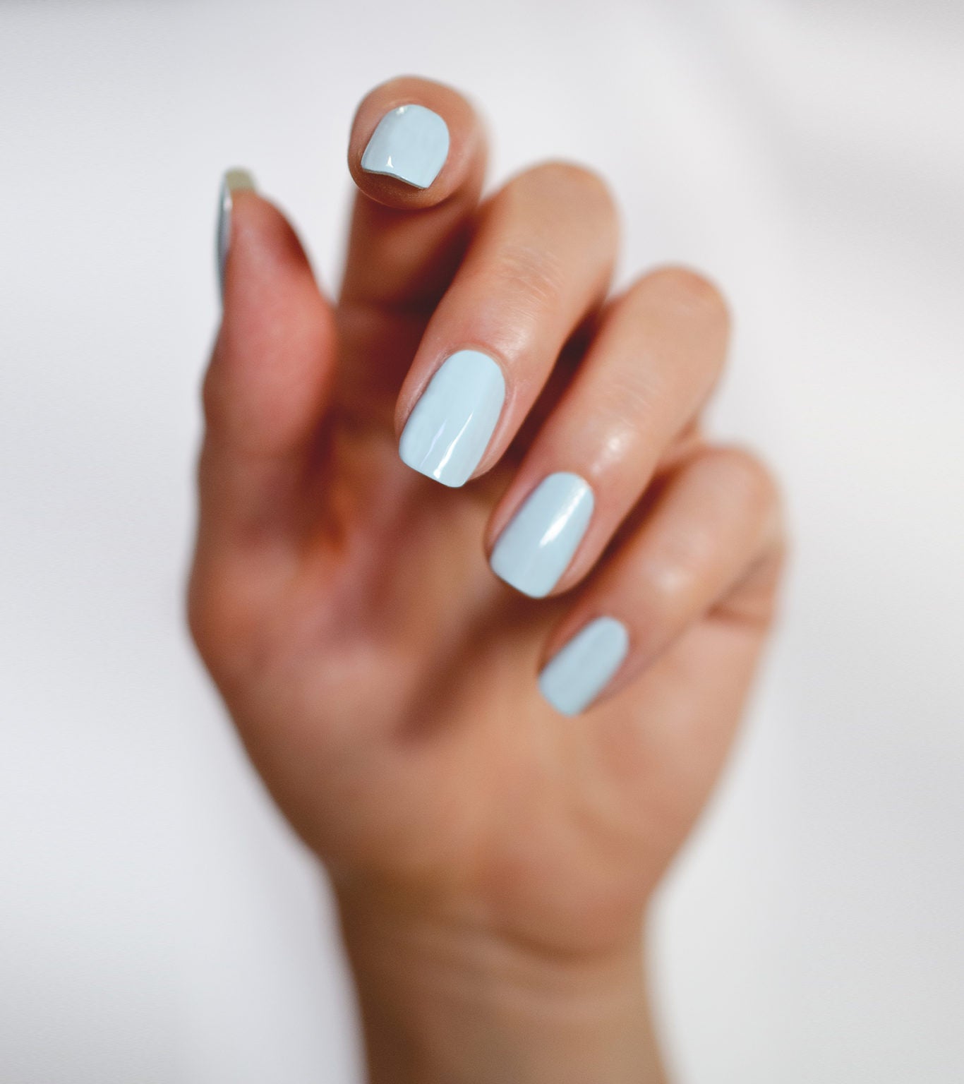 Light Blue Glossy Squoval Light Blue Glossy Squoval — Squoval Nails