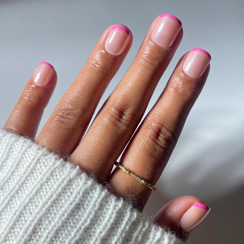 Glossy With Subtle Shimmer Visual Idea Glossy With Subtle Shimmer Visual Idea — Micro French Nails