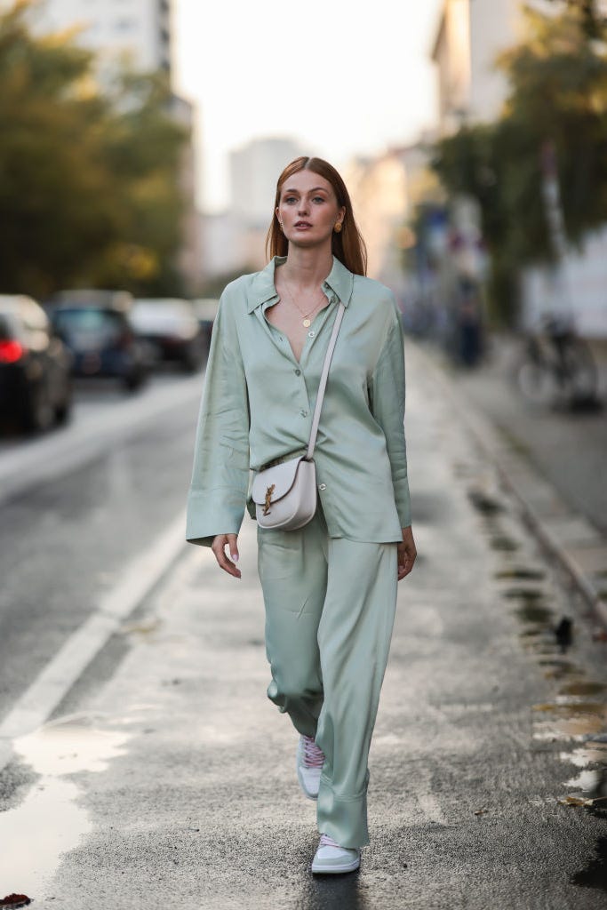 Mint Green Pajama Suit for a Relaxed Yet Polished Work Look — Work Outfits