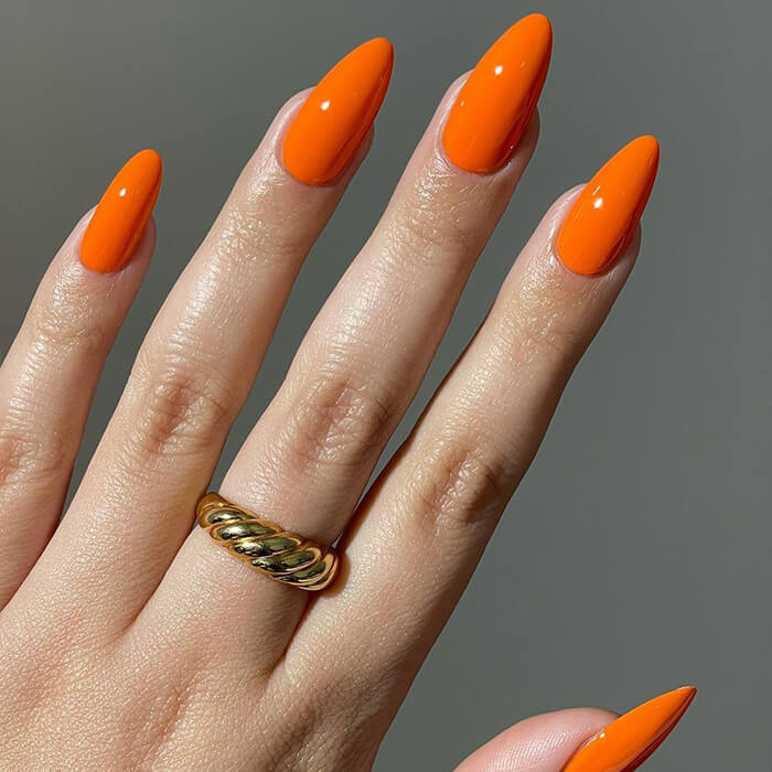 Solid Color Visual Idea — Orange Nails