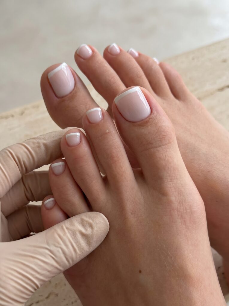 Sheer Pink Base Classic French Toenails Sheer Pink Base Classic French Toenails — Toe Nails