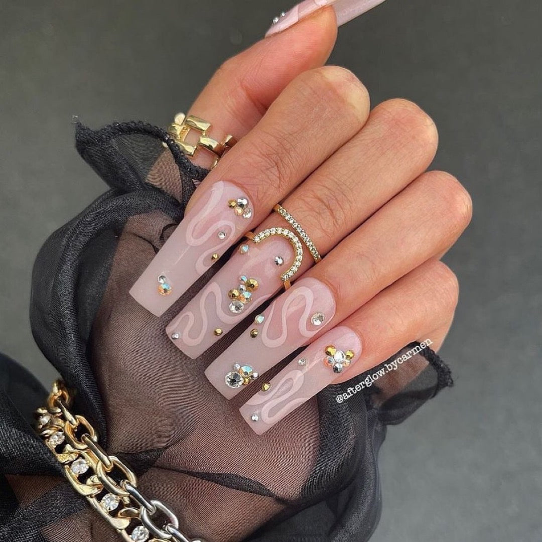 Glamorous Visual Idea — Long Square Nails