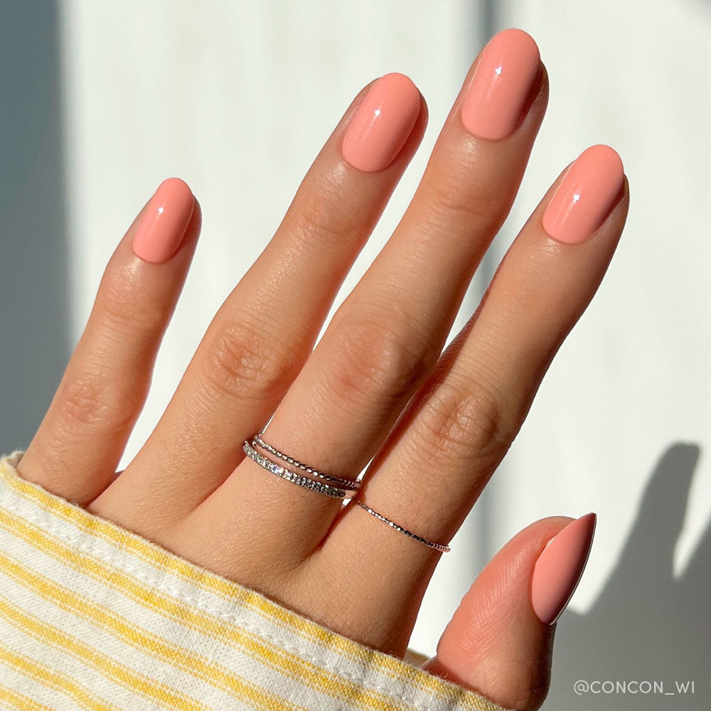 Glossy Visual Idea — Peach Nails