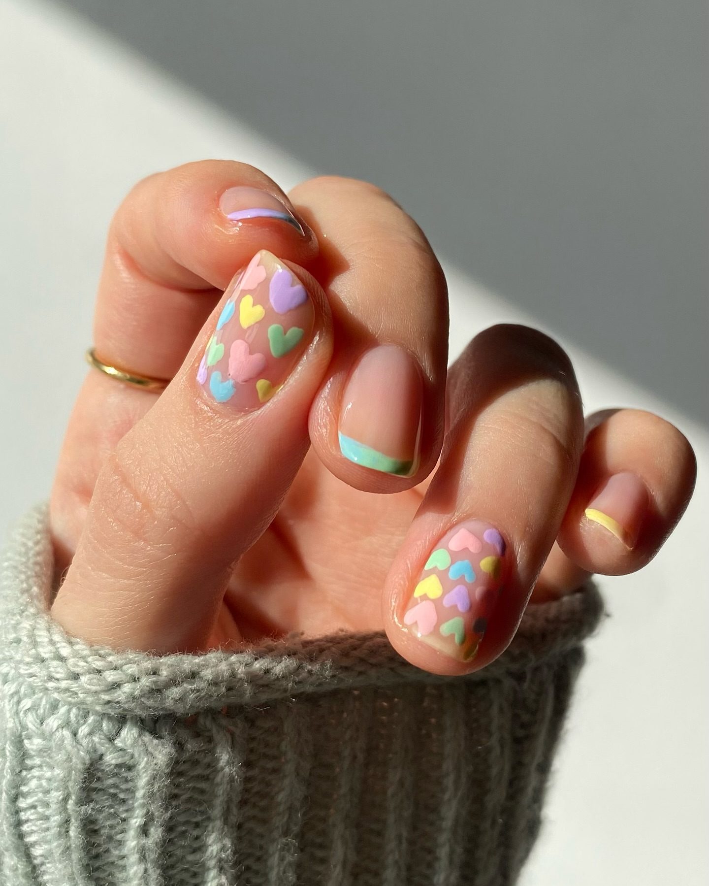 Small Pastel Hearts Visual Idea — Pastel Nails