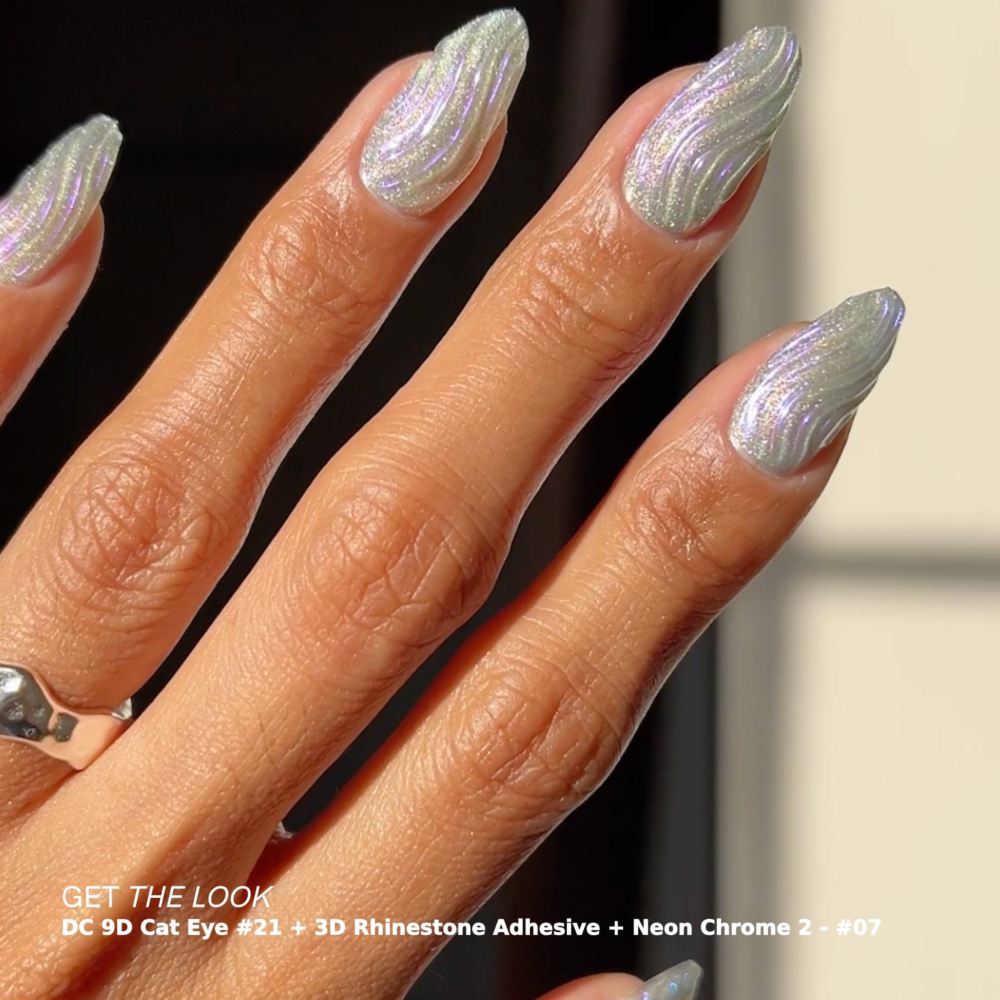 Wavy Lines Of Holographic Chrome Visual Idea Wavy Lines Of Holographic Chrome Visual Idea — Holographic Nails