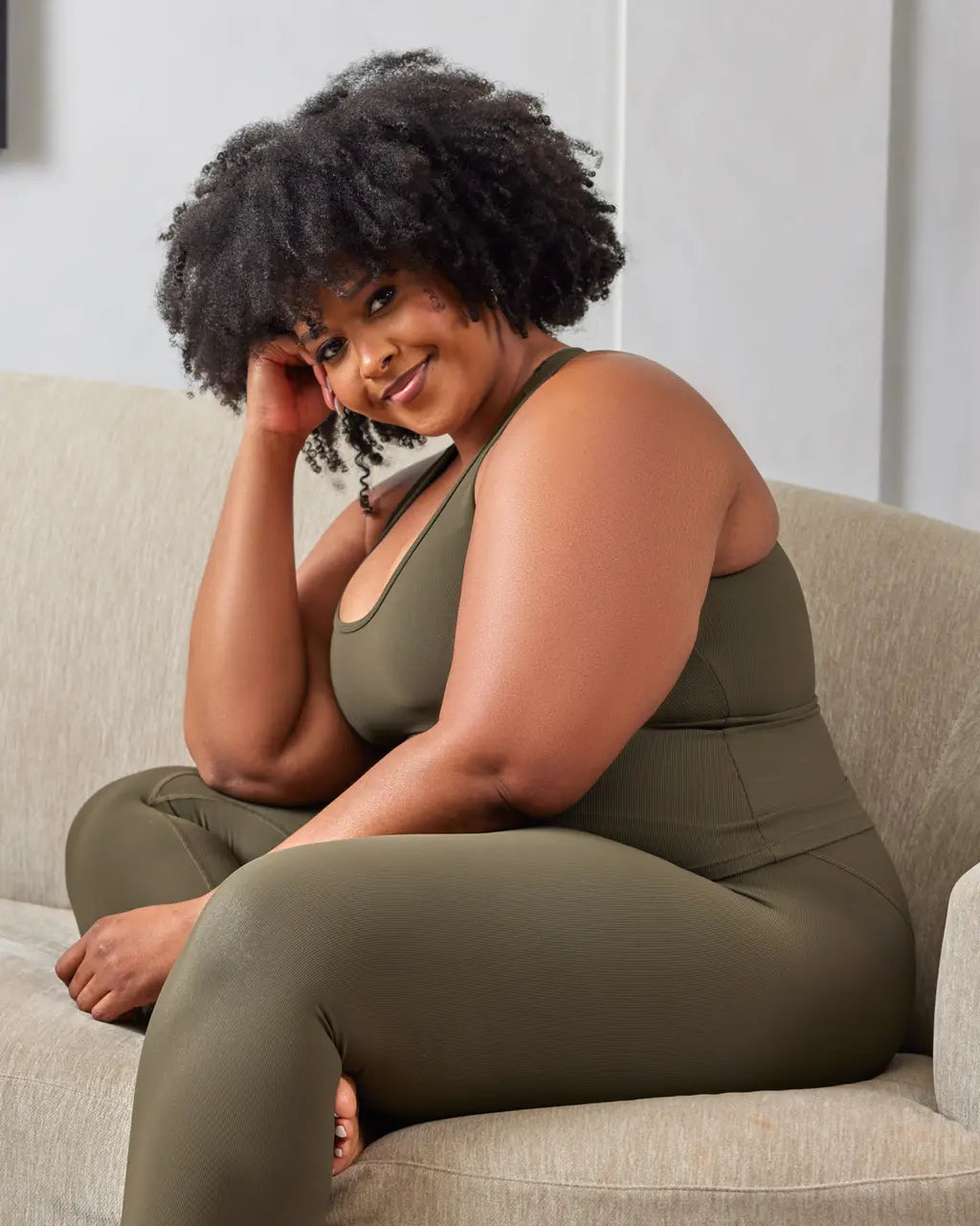 Olive Green Ribbed Athleisure Set Olive Green Ribbed Athleisure Set — Athleisure Outfits