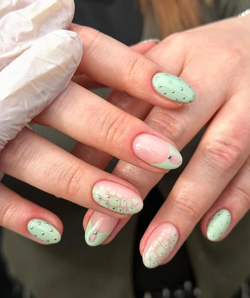 Mint Green Floral Decal Nails — Green Nails