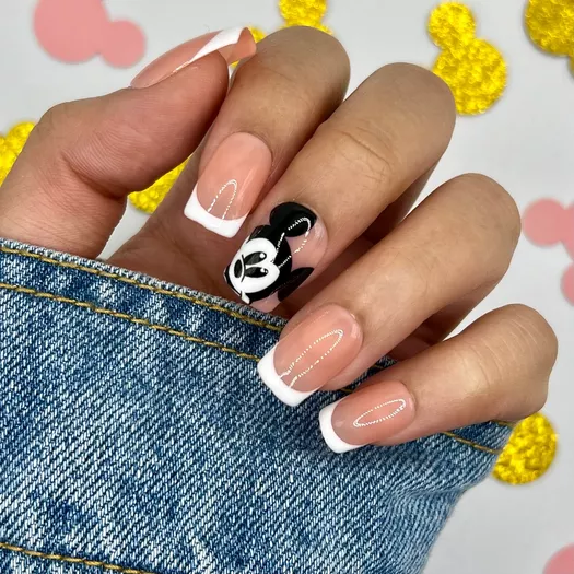 Mickey French Tip Medium Square Nails — Disney Nails
