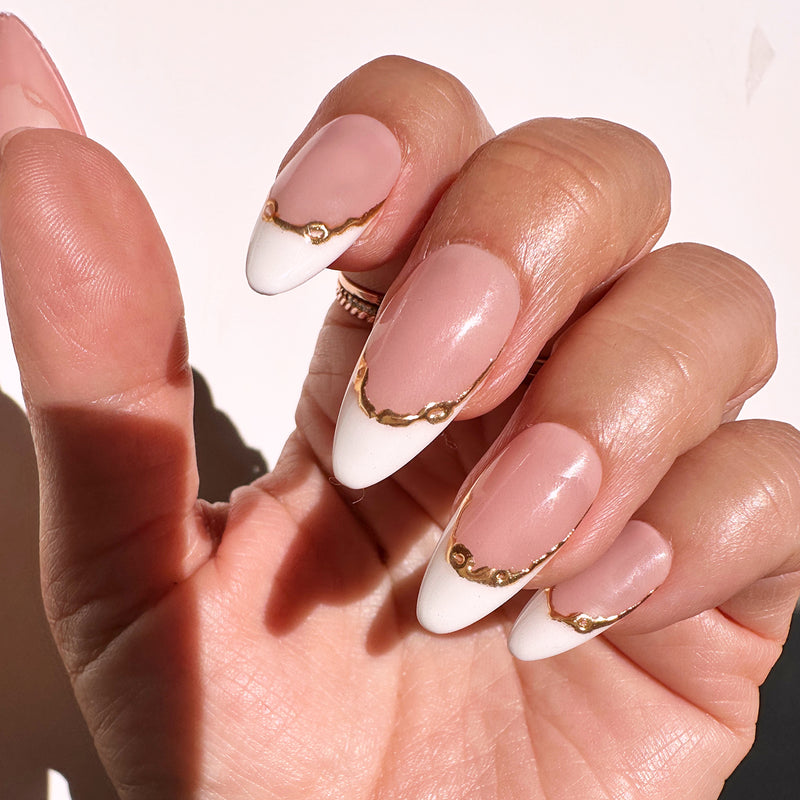 Subtle Gold Line on White French Tips — Gold French Tip Nails