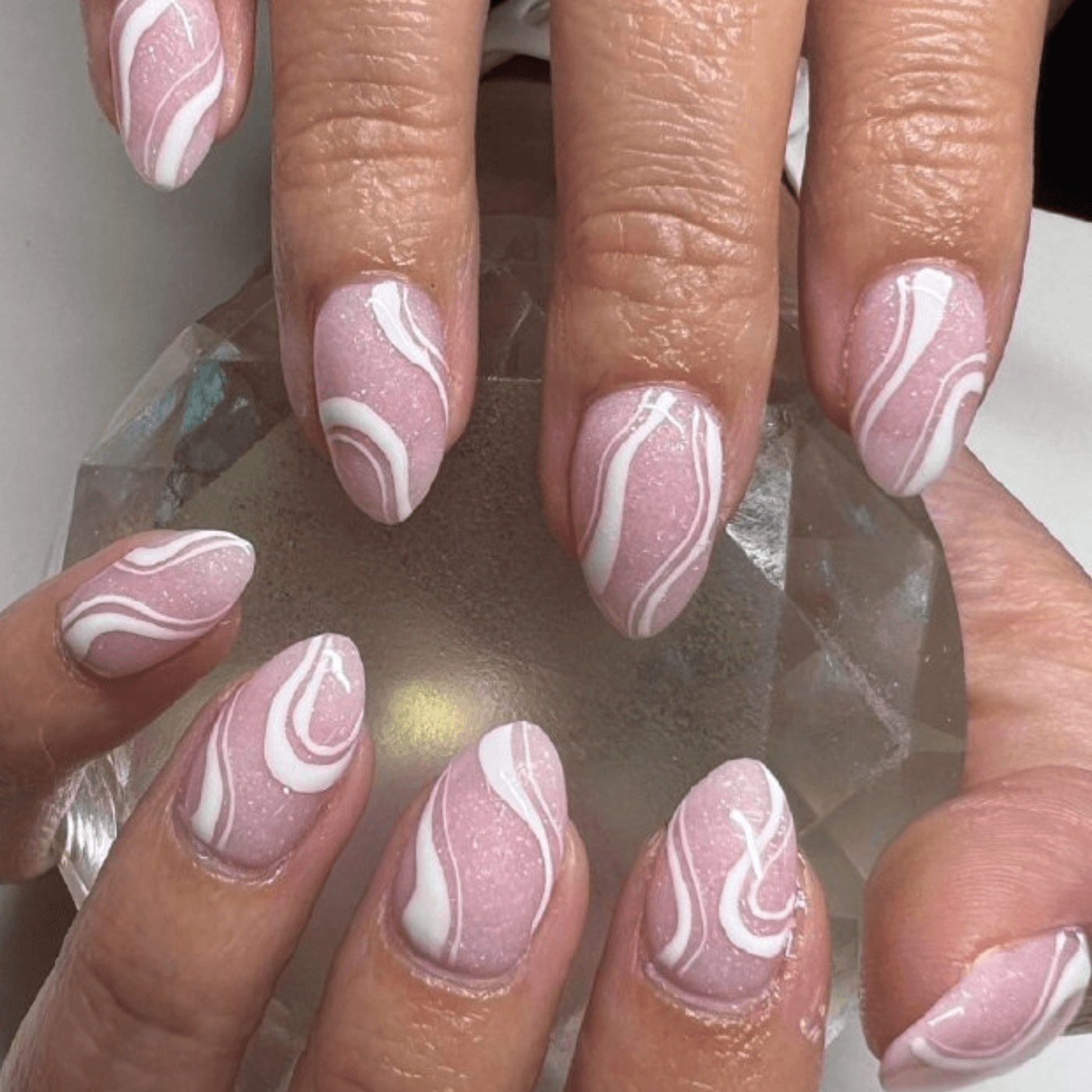 Glossy With Subtle Glitter Visual Idea — Nail Shapes