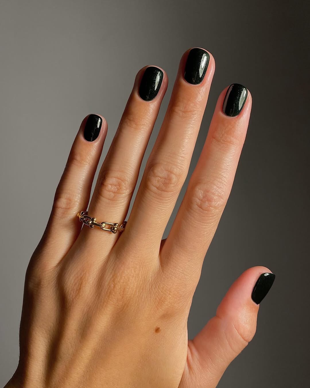 None Short Glossy Black Oval Nails None Short Glossy Black Oval Nails — Dark Nails