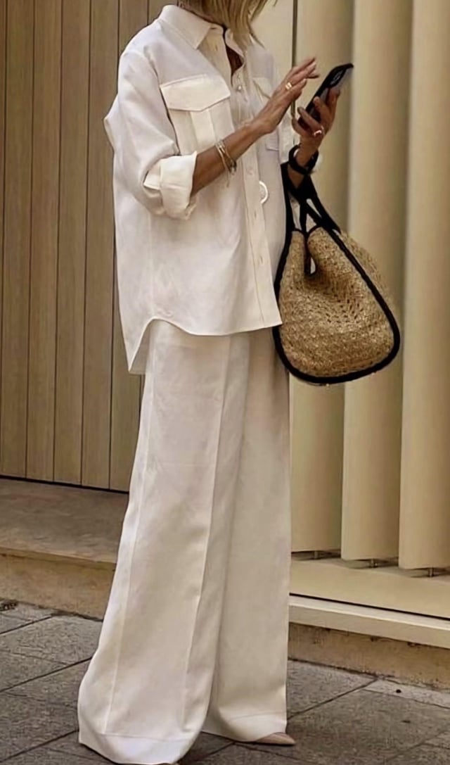 Oversized White Linen Shirt and Trousers for a Breezy Look — Minimalist Outfits
