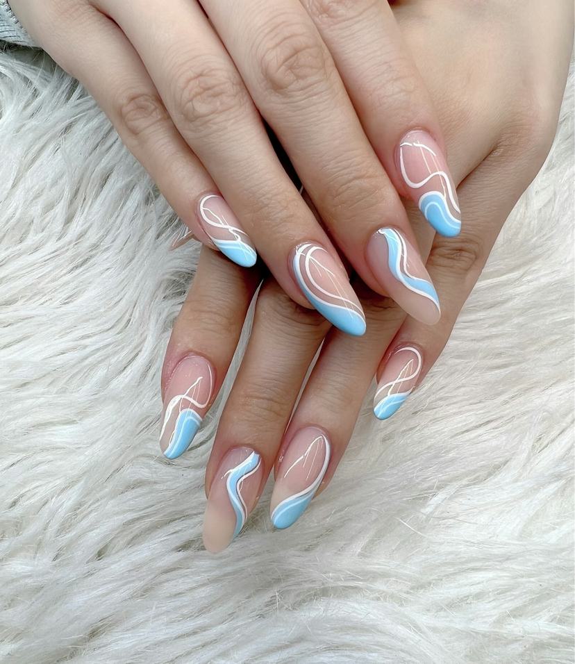 Light Blue and White Accent Swirls Light Blue and White Accent Swirls — Swirl Nails