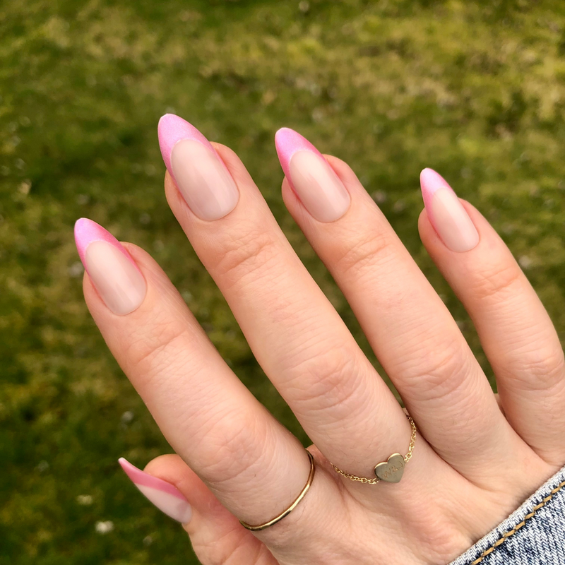 Sheer Nude Velvet Matte French Almond Nails — Long Acrylic Nails