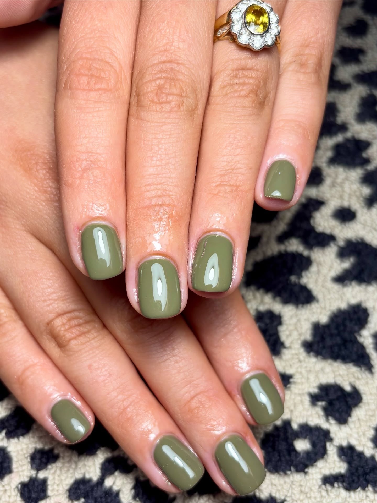Any Season Visual Idea — Olive Green Nails