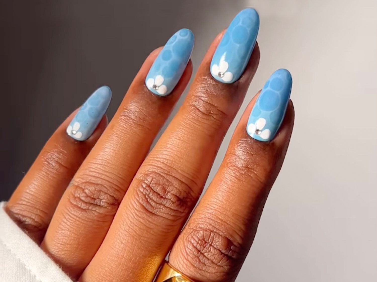 Light Blue Bubble Floral Nails — Nails for Teens