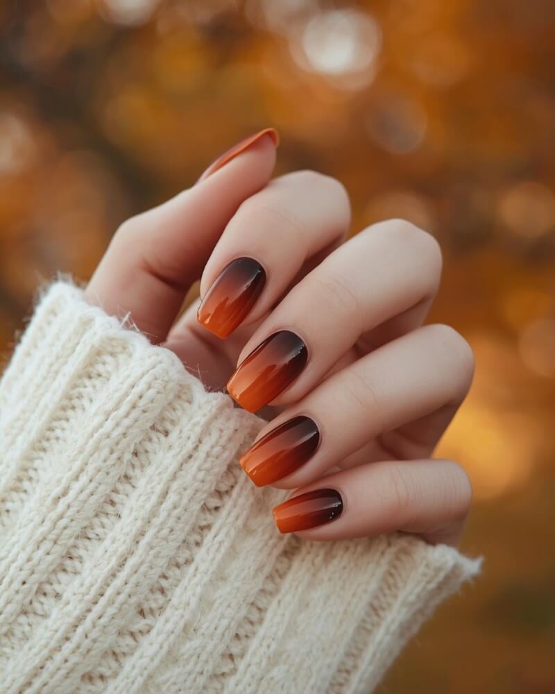 Ombre Gradient Visual Idea — Orange Nails