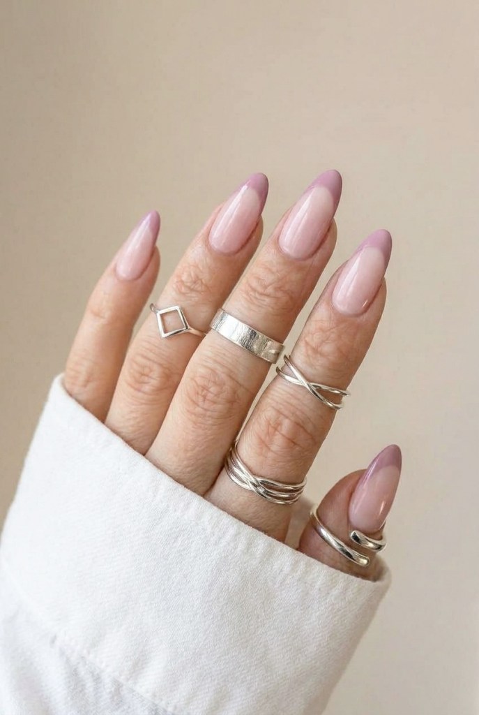 Sheer Pink Base Muted Mauve Tips Visual Idea Sheer Pink Base Muted Mauve Tips Visual Idea — Old Money Nails