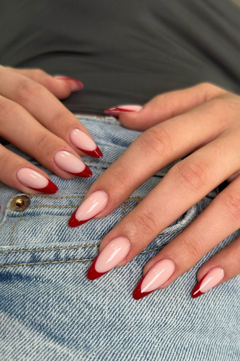 Red French Tips On All Nails Visual Idea — Red French Tip Nails