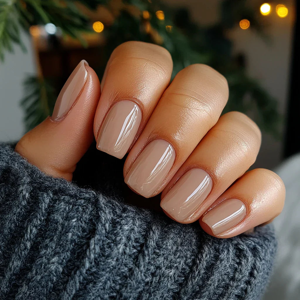 Neutral Beige Warm Glossy Squares Neutral Beige Warm Glossy Squares — Dip Powder Nails