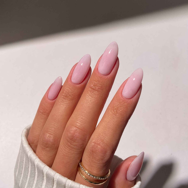 Sheer Glossy Light Pink Almond Nails — Light Pink Nails