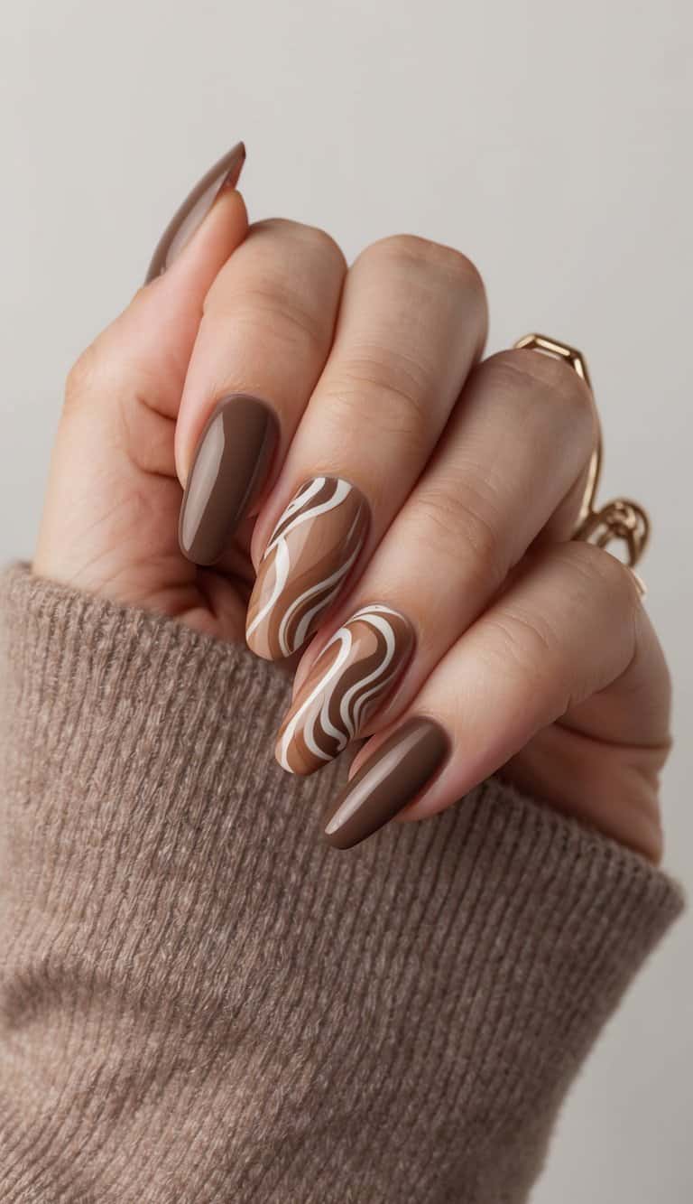 Medium Brown Dark Brown Beige And White Visual Idea Medium Brown Dark Brown Beige And White Visual Idea — Brown Nails