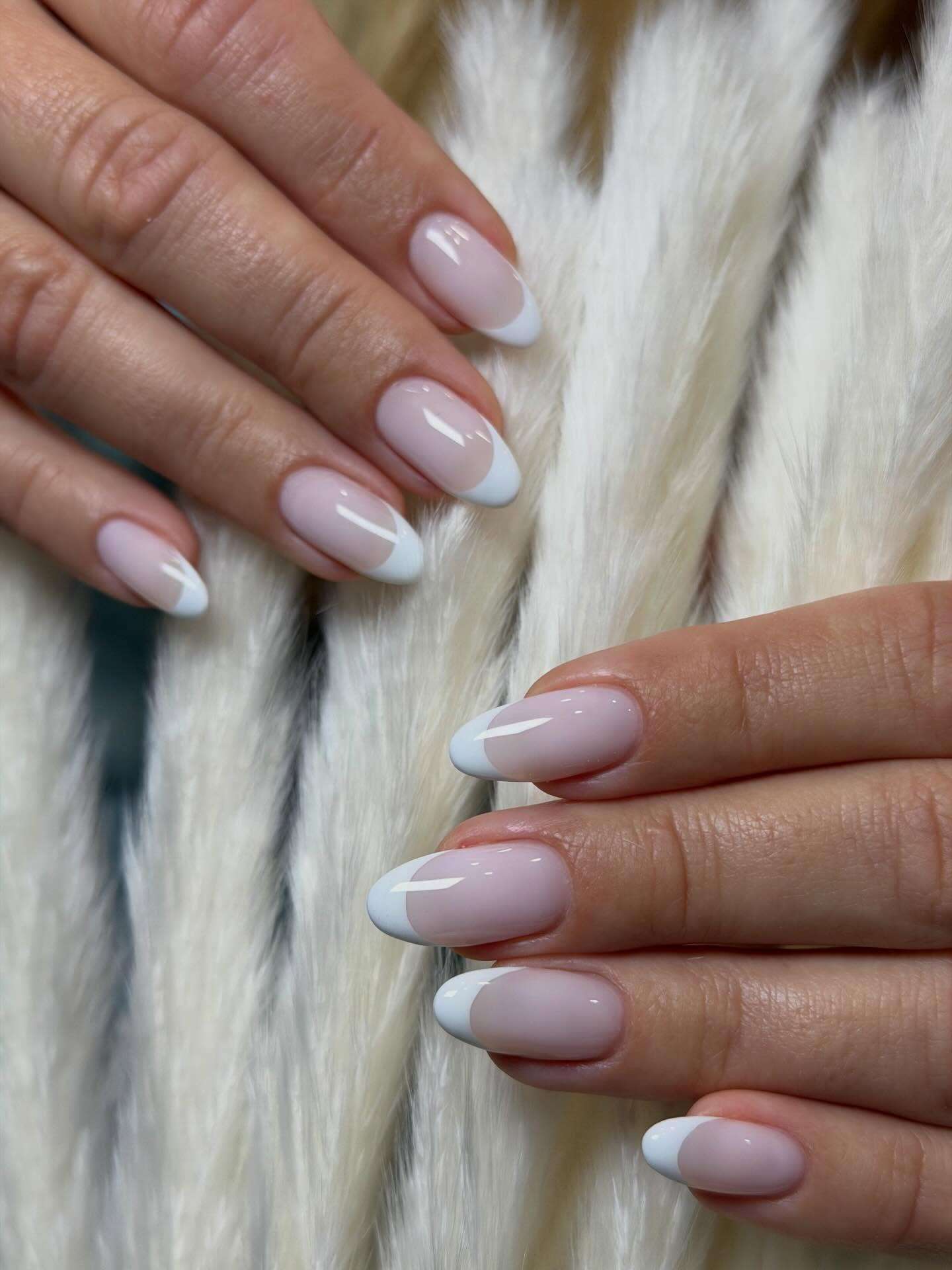 Sheer Pink with Light Blue French Sheer Pink with Light Blue French — Neutral Nails