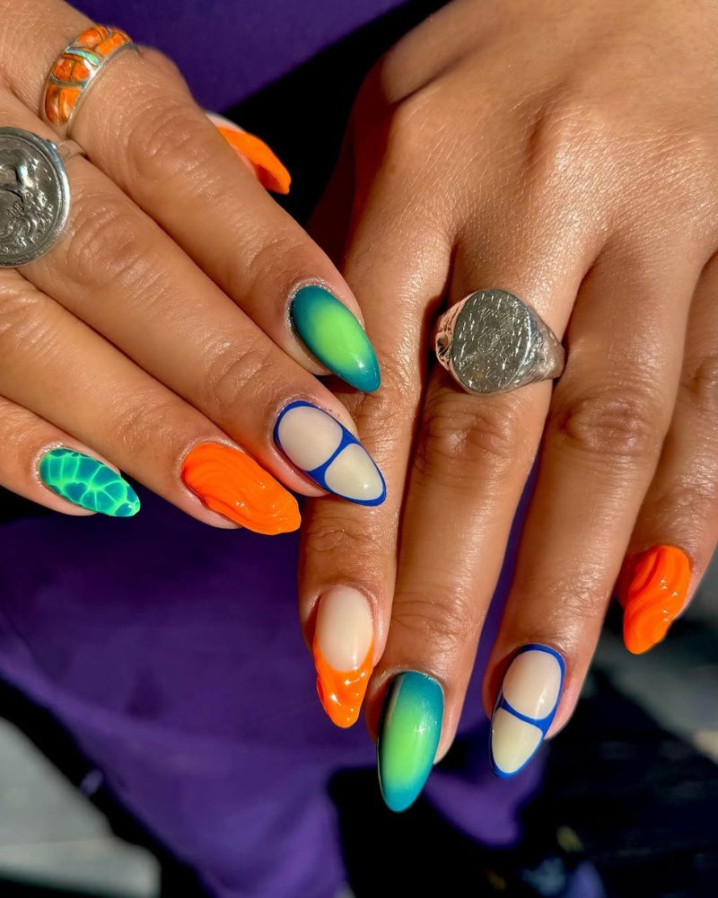 Glossy Some Textured Visual Idea — Neon Nails