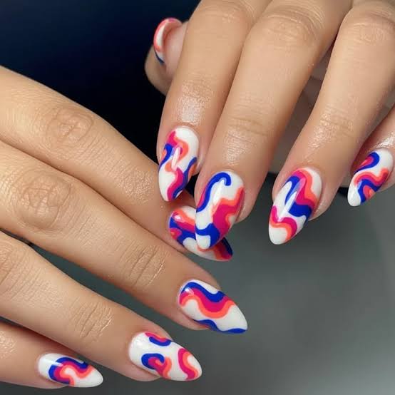 Bold Color Contrast Swirls Bold Color Contrast Swirls — Swirl Nails