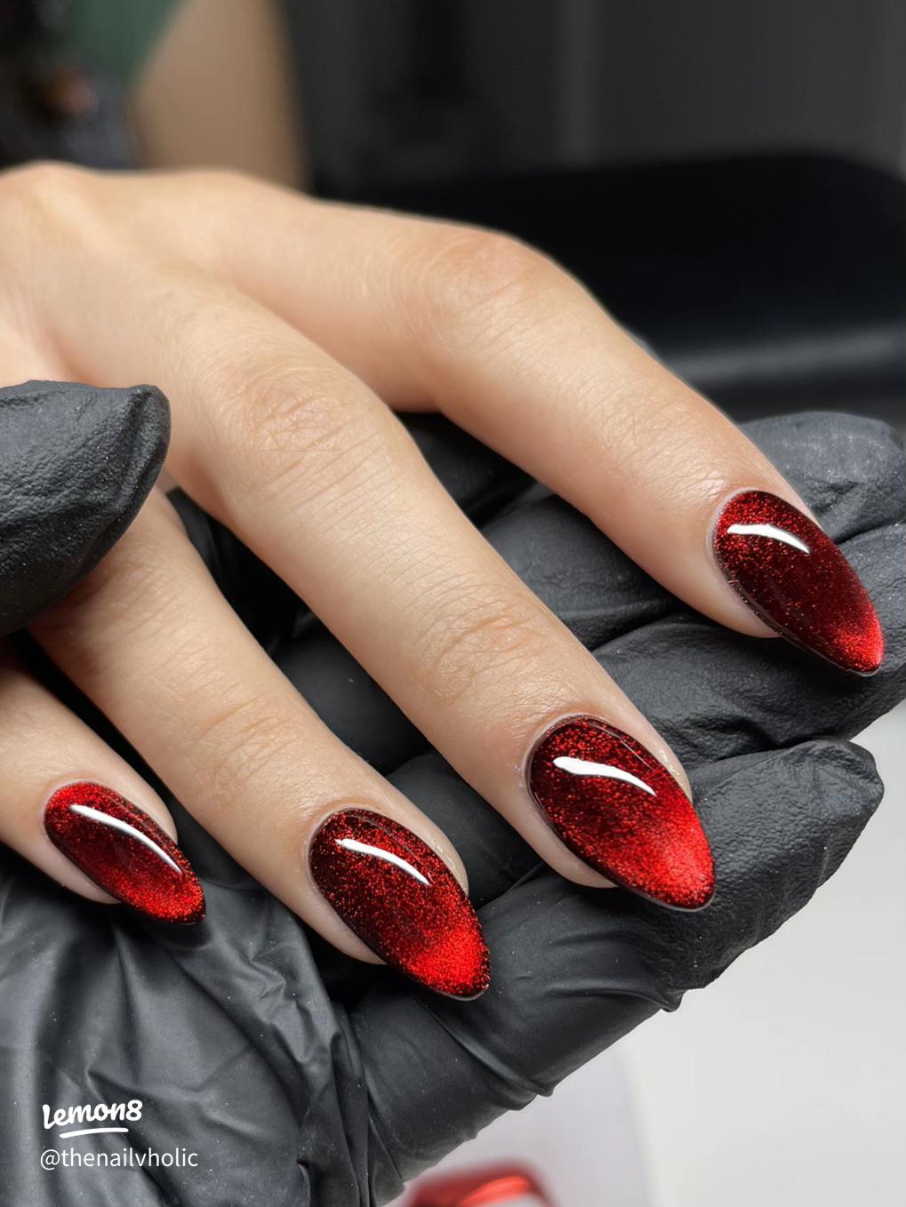 My Stunning Red Jelly Cat Eye Nails: Glossy Magnetic Shimmer Inspo!