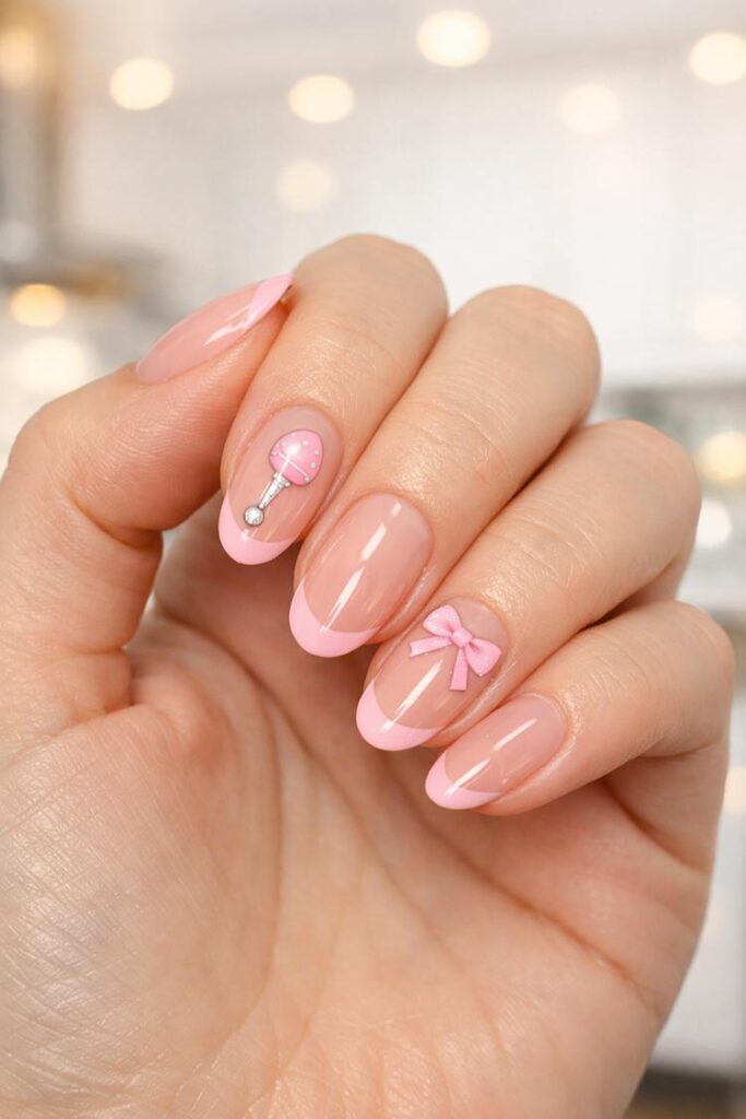 Baby Shower French Tips Baby Shower French Tips — Pink French Tip Nails