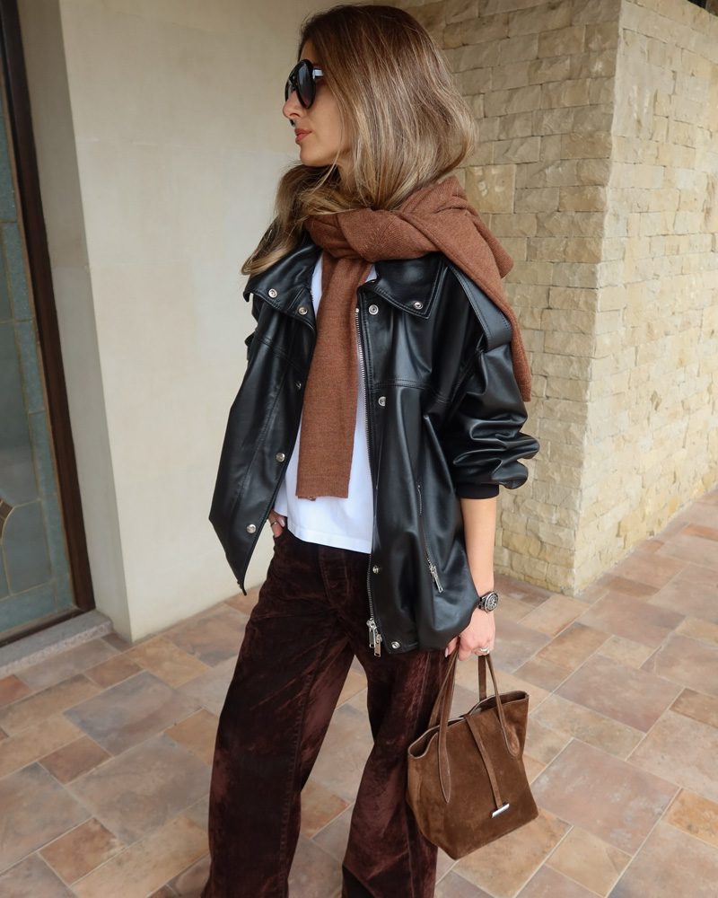 Leather Biker Jacket with Corduroy Trousers for Urban Exploration Leather Biker Jacket with Corduroy Trousers for Urban Exploration — London Outfits